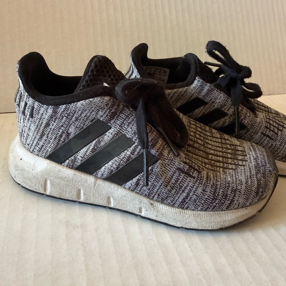 adidas Kids Black and Gray Knit Running Sneakers